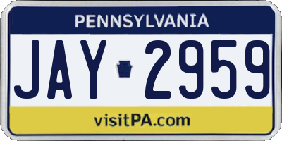 PA license plate JAY2959