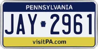 PA license plate JAY2961