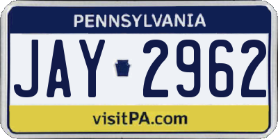 PA license plate JAY2962