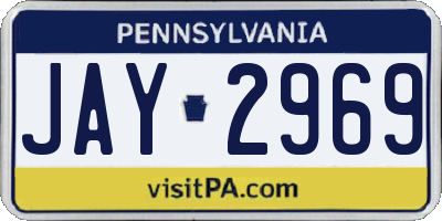 PA license plate JAY2969