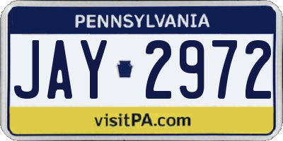 PA license plate JAY2972