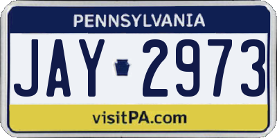 PA license plate JAY2973