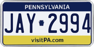 PA license plate JAY2994