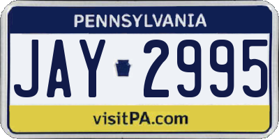 PA license plate JAY2995
