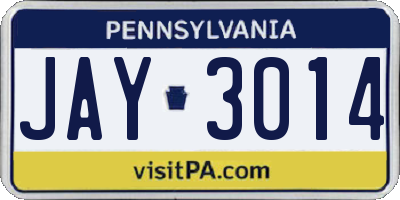 PA license plate JAY3014
