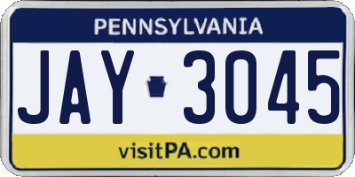 PA license plate JAY3045