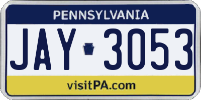 PA license plate JAY3053