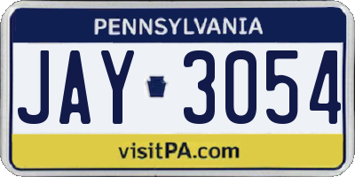 PA license plate JAY3054