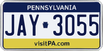 PA license plate JAY3055