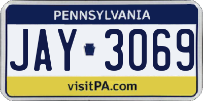 PA license plate JAY3069
