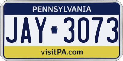 PA license plate JAY3073