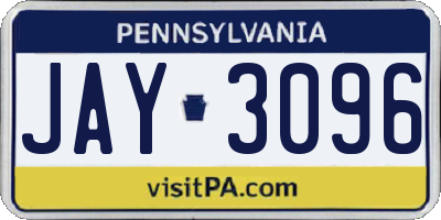 PA license plate JAY3096