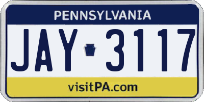 PA license plate JAY3117