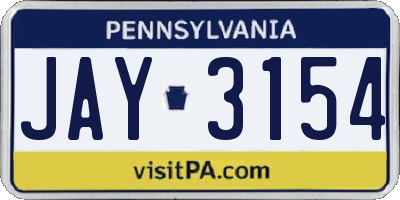 PA license plate JAY3154