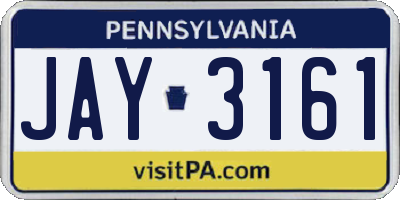 PA license plate JAY3161