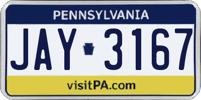 PA license plate JAY3167