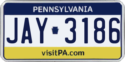 PA license plate JAY3186