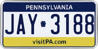 PA license plate JAY3188