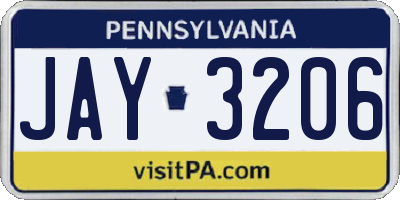PA license plate JAY3206