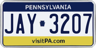 PA license plate JAY3207