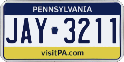 PA license plate JAY3211