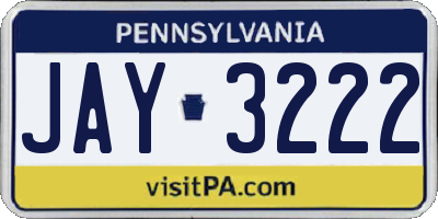 PA license plate JAY3222