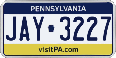 PA license plate JAY3227
