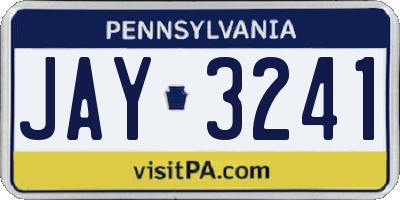 PA license plate JAY3241