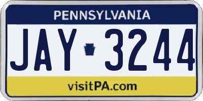 PA license plate JAY3244