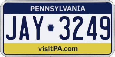 PA license plate JAY3249