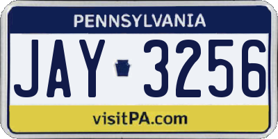 PA license plate JAY3256