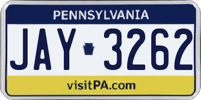 PA license plate JAY3262