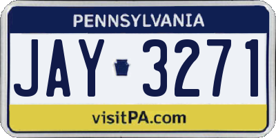 PA license plate JAY3271