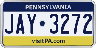 PA license plate JAY3272
