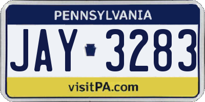PA license plate JAY3283