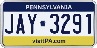 PA license plate JAY3291