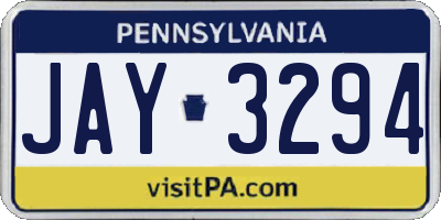 PA license plate JAY3294