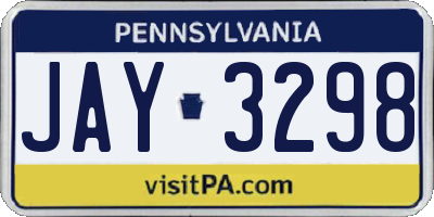 PA license plate JAY3298