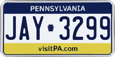 PA license plate JAY3299