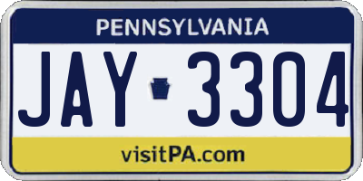 PA license plate JAY3304