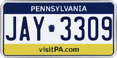 PA license plate JAY3309