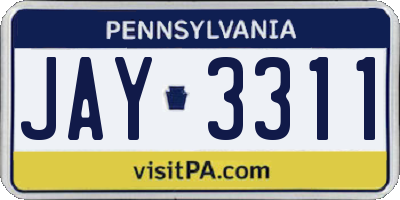 PA license plate JAY3311