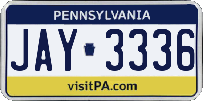 PA license plate JAY3336