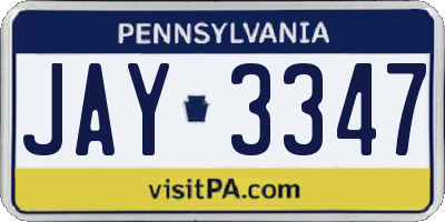 PA license plate JAY3347