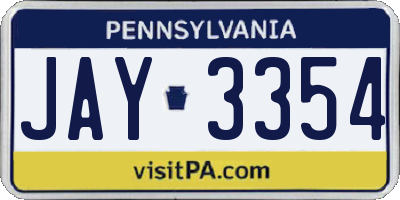 PA license plate JAY3354