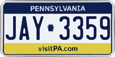 PA license plate JAY3359
