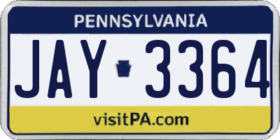 PA license plate JAY3364