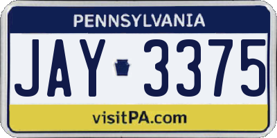 PA license plate JAY3375