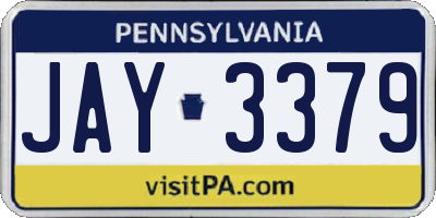 PA license plate JAY3379