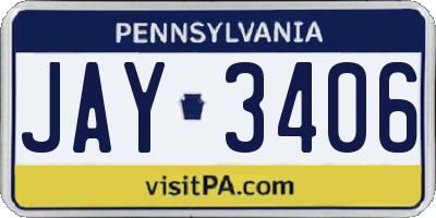 PA license plate JAY3406